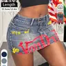Women's Y2K Vintage Graffiti Denim Short Tight Bodycon Skirt, High-Waisted Stretchy Casual Wear for Outings & Parties