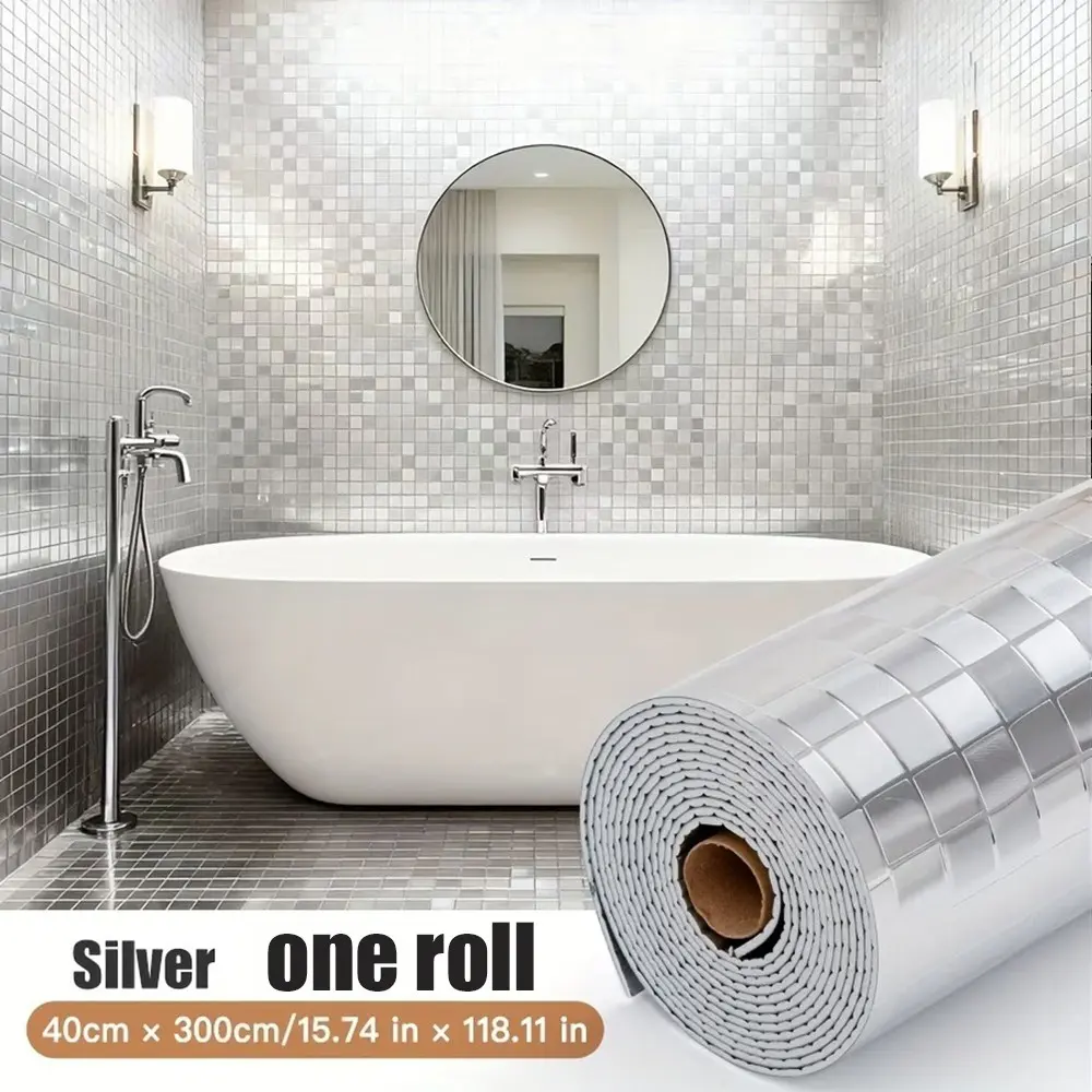 Self-Adhesive 3D Mosaic Wallpaper, 4mm Thick, 118.1"x15.7", Vinyl PVC, Mirror Finish, DIY Home Decor, Bedroom, Living Room, TV Background