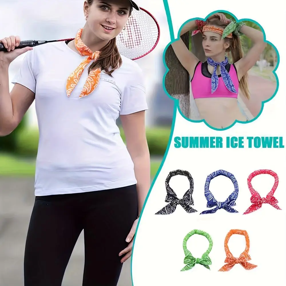 2 Pack Cooling Sports Headbands for Women, Multi-Functional Quick Cool Ice Towel Bandana Scarf, Sweat Absorbent Non-Slip Neck Gaiter Head Wrap, Portable Summer Outdoor Accessory for Running, Cycling, Hiking & All Sports Activities