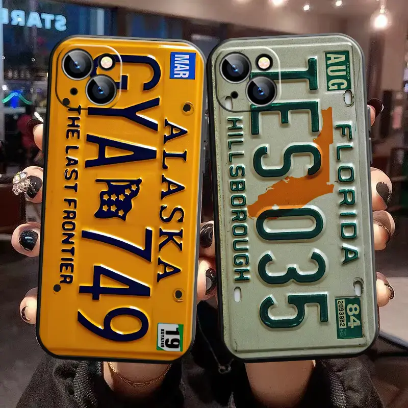 1 pc Retro Vintage License Plate TPU Smartphone Casing - Shockproof, Non-Slip Handheld Protection for iPhone 17/17E/16/15/14/13/12/11 Pro Max/Mini/SE/7/8 Plus, Mobile Phone Accessories,summerwins749