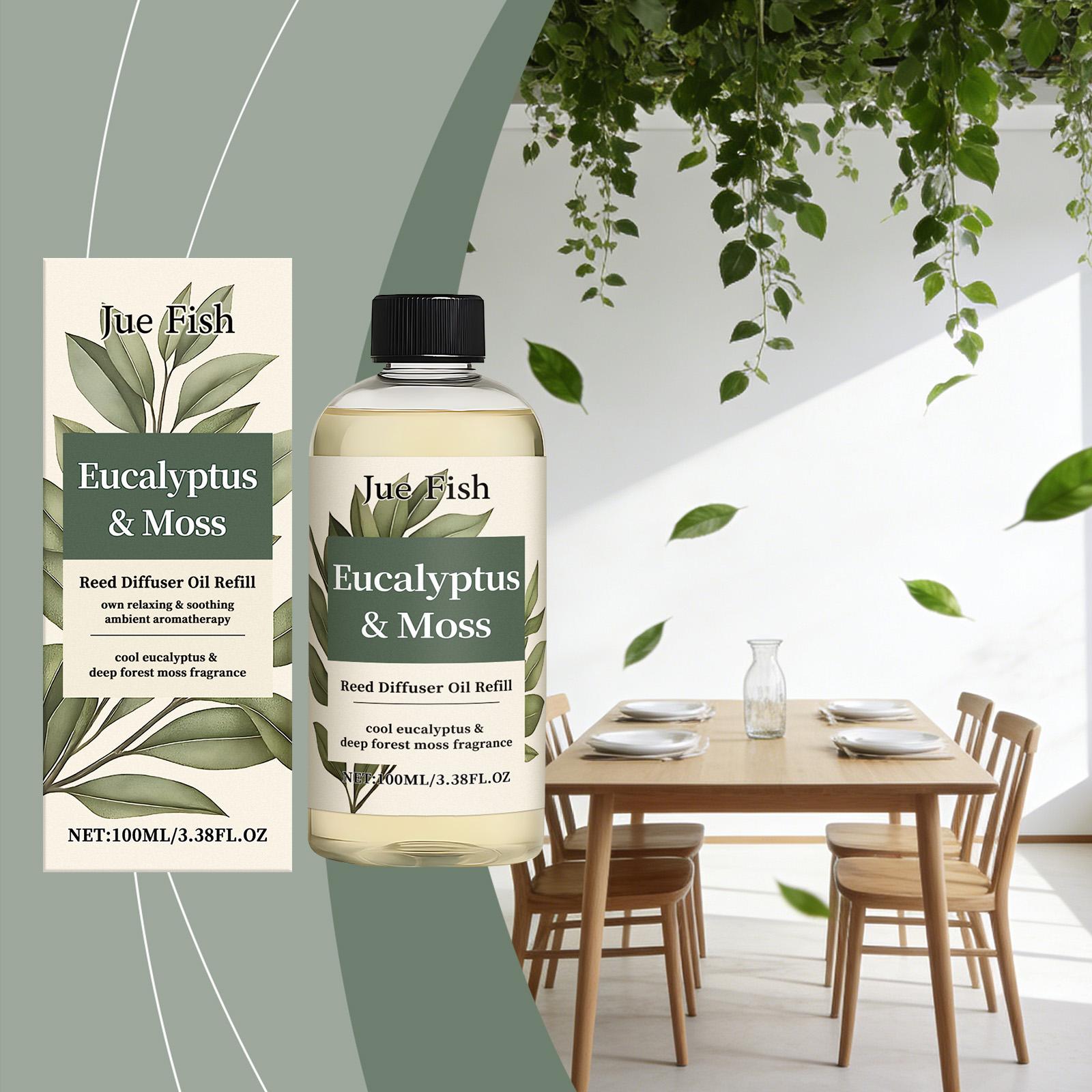 Jue Fish Eucalyptus Moss Aromatherapy Essential Oil Fresh Woody Fragrance Home Air Freshener Elegant Diffuser