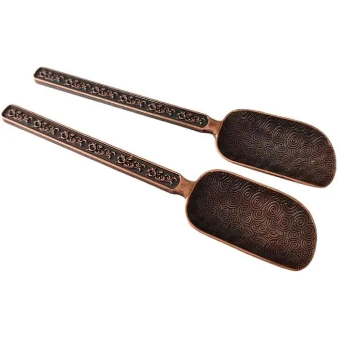 2 Pack Metal Measuring Shovel Spoons for  and Coffee, Long Handle Chinese  Set Shovel Scoops,  Loose Leaf  Scoops