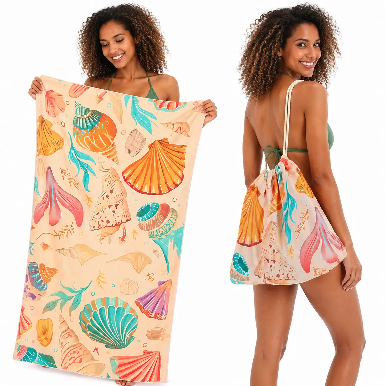 2-in-1 Beach Towel Backpack |   Oversized Sand Free Mat for Beach & Outdoor Adventures |   Quick Dry Convertible Drawstring Bag for Pool, Travel, Camping & Picnic |   Tropical Print