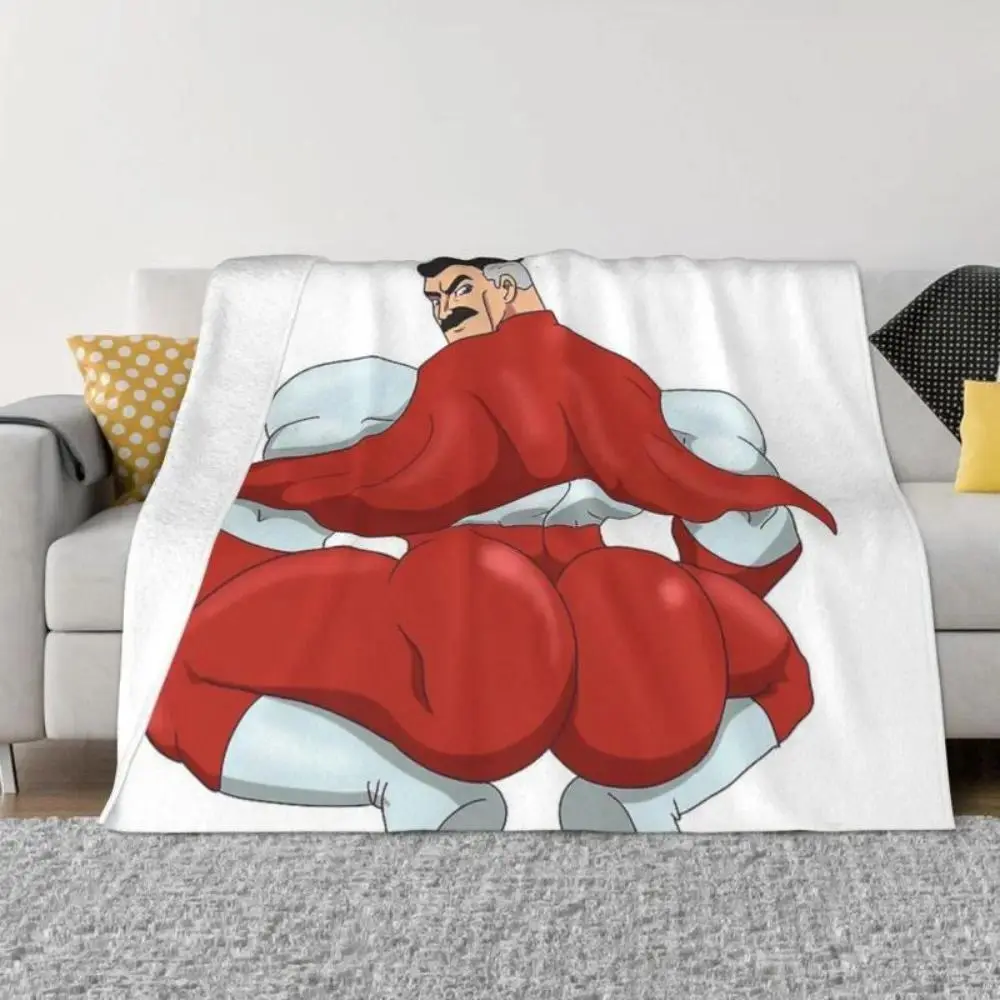 Cooling Blanket Bold Red & White Superhero Cartoon Flannel Blankets - Homegoods Playful Hero Print Throw for Sofa Bed Room Decor Gift