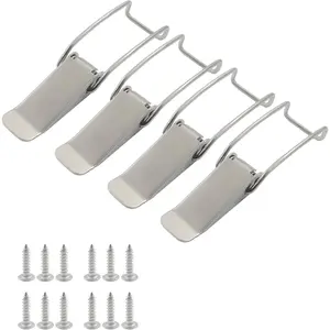 4 count 120mm/4.72 inch Spring  Toggle Hasp Latch, Stainless Steel Hasp Latch for Cabinets, Catches, Case Box, Trunk, Toolbox