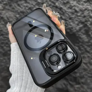 For iPhone 17 Pro Max 17 Air 12 13 14 15 16 Case, Compatible with MagSafe, Built-in Camera Ring Stand, Camera Lens Protector, Military-Grade Protection, Magnetic Phone Case for iPhone 16 15 14 Plus, Clear Kickstand Case