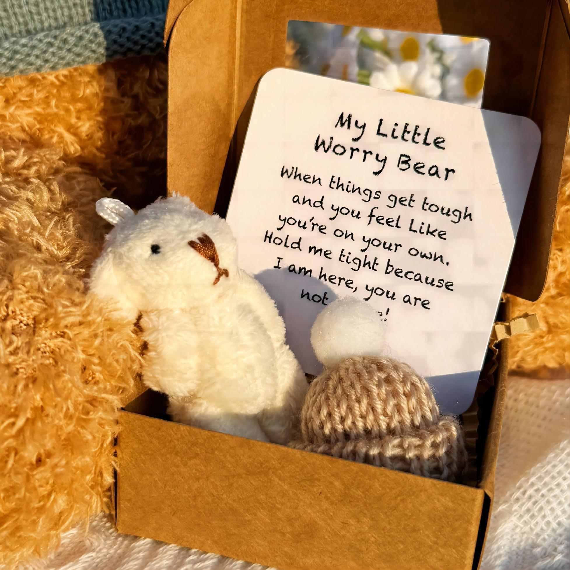 Little Bear in Box, 1 Set Mini Plush Bear with Inspirational Card, Sympathy Gift, Encouragement Gifts
