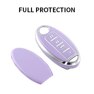 for Nissan Key Fob Cover Car Key Fob Case Shell Fit for Nissan Rogue Altima Sentra Pathfinder Titan Murano Kicks Versa Armada Leaf Smart Key Car Accessories Protector, Purple