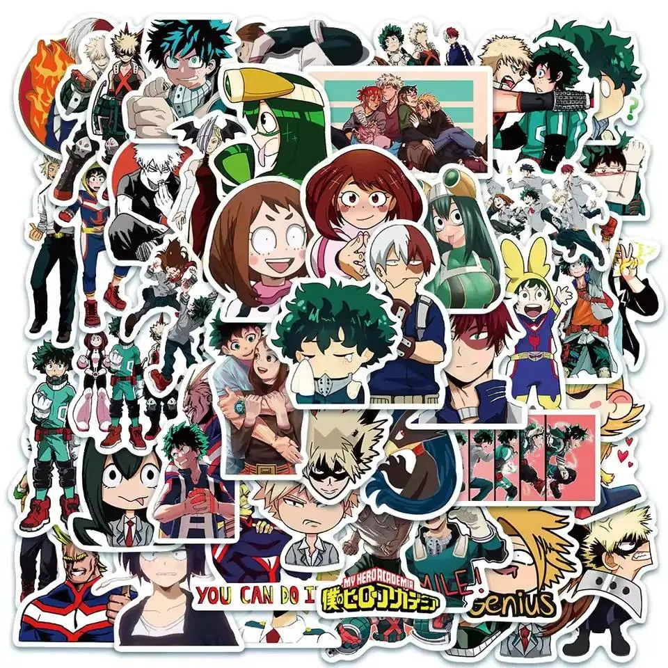100PCS My Hero Academia Stickers Deku Anime Sticker Motorcycle Stationery Luggage Bakugou Katsuki All Might Decal Toy