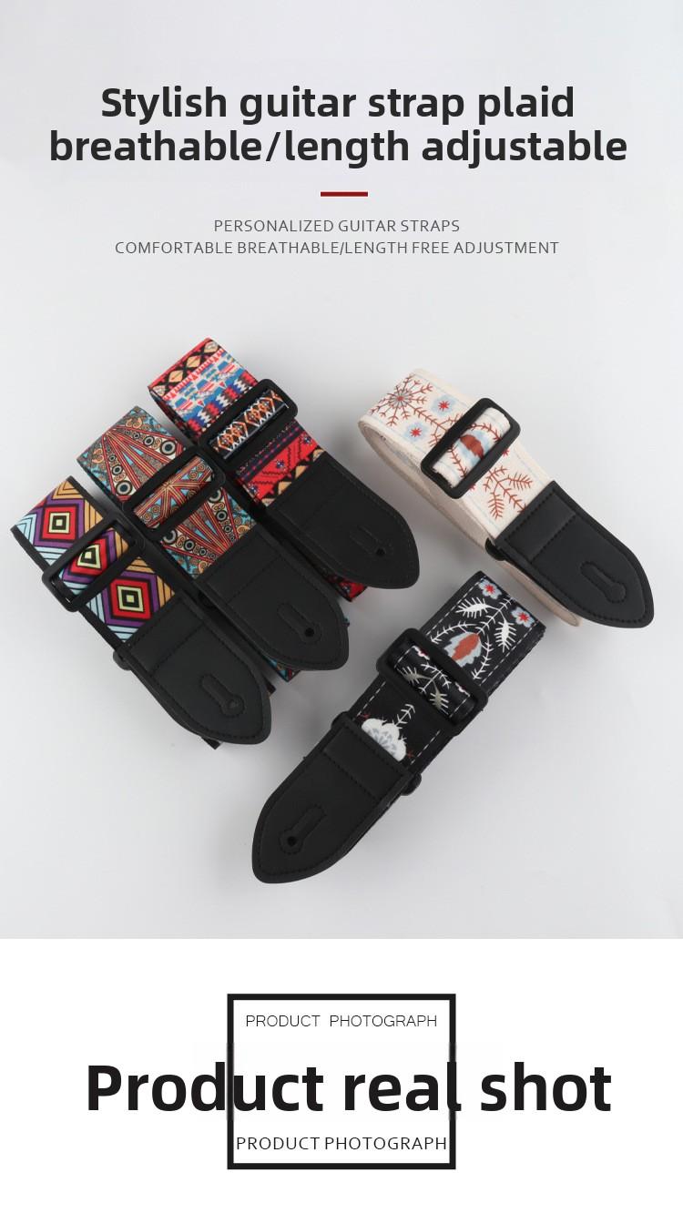 5CM Guitar Embroidered Strap Folk Style Unisex Crossbody Shoulder Strap Crossbody Bass Strap Musical Instrument Accessory