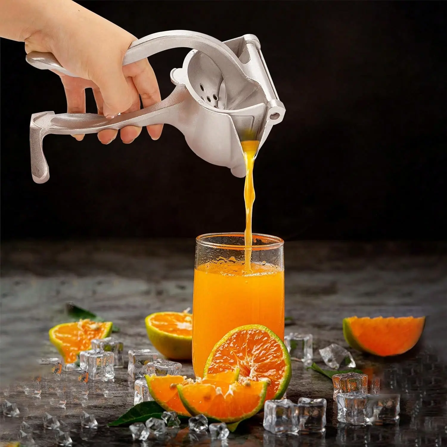 Aluminum Alloy Handheld Manual Juicer - Heavy-Duty Single-Press Kitchen Utensils Fruit Juice Extractor for Lemon, Orange, Easy to Clean,familyfun