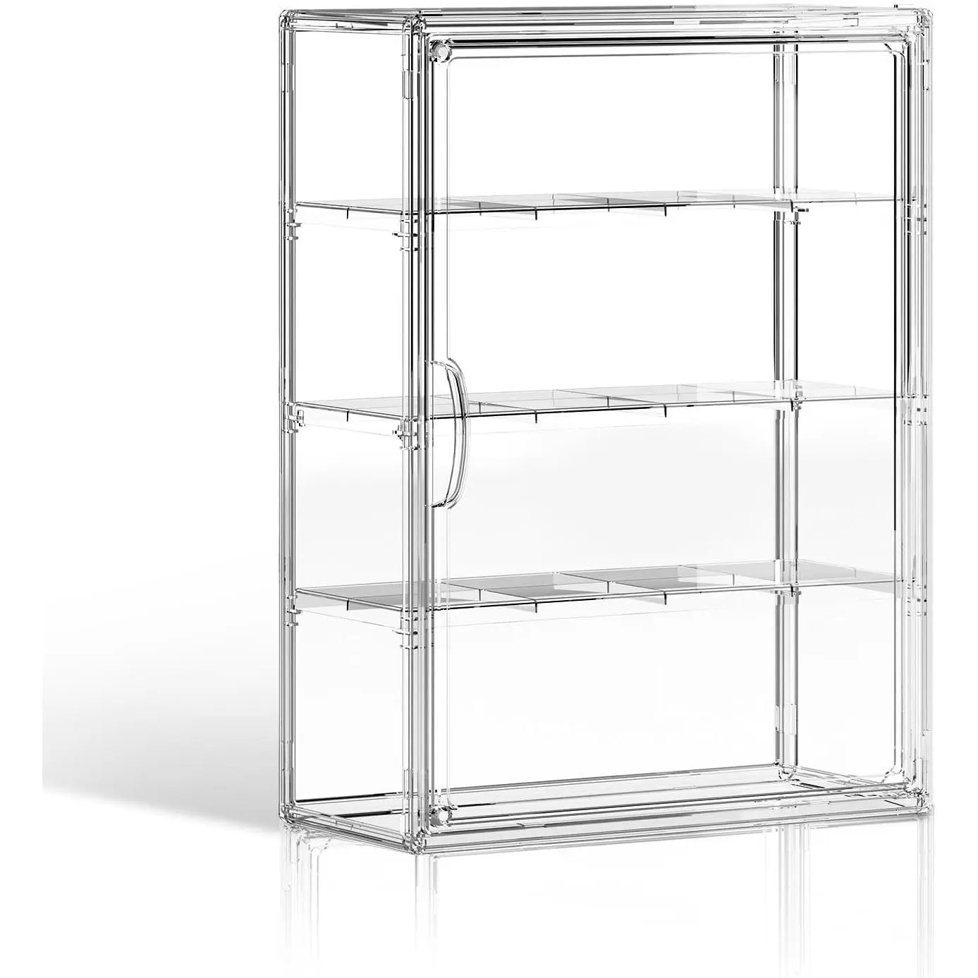 Clear 4 Tiers Acrylic Display Case for Figures Collectibles Wall Mounted Hobby Figurine Display Case with Shelves, Display Shelf Storage Box for Labubu Pop Mart, Action Figures, XXL, 1 Pack
