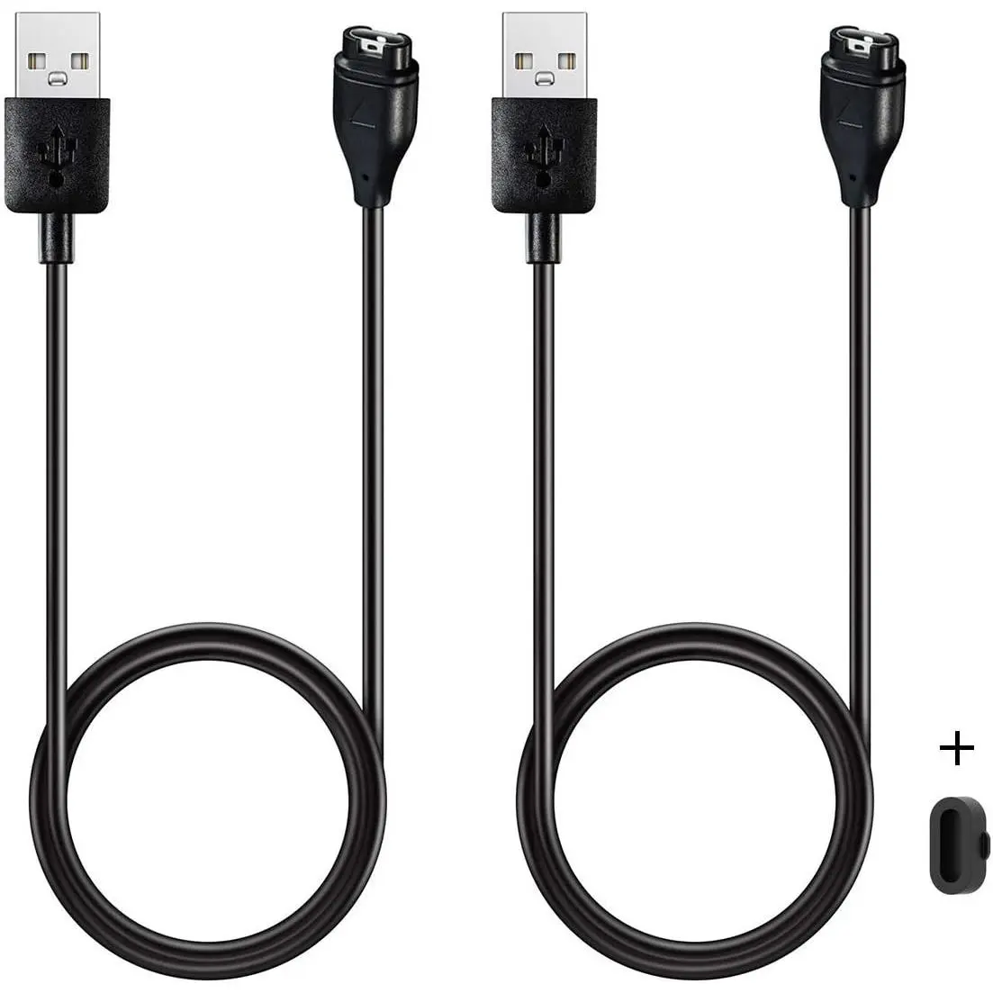 Durable USB Charger for Garmin Instinct, Instinct 2-2S-2X-3 Wearable Devices - Includes Charging Cord + 2-Pack Black Anti-Dust Charger Port Plugs (Wearable Accessories, Overcharge Safe), Watch Series, Protection, Chargeable