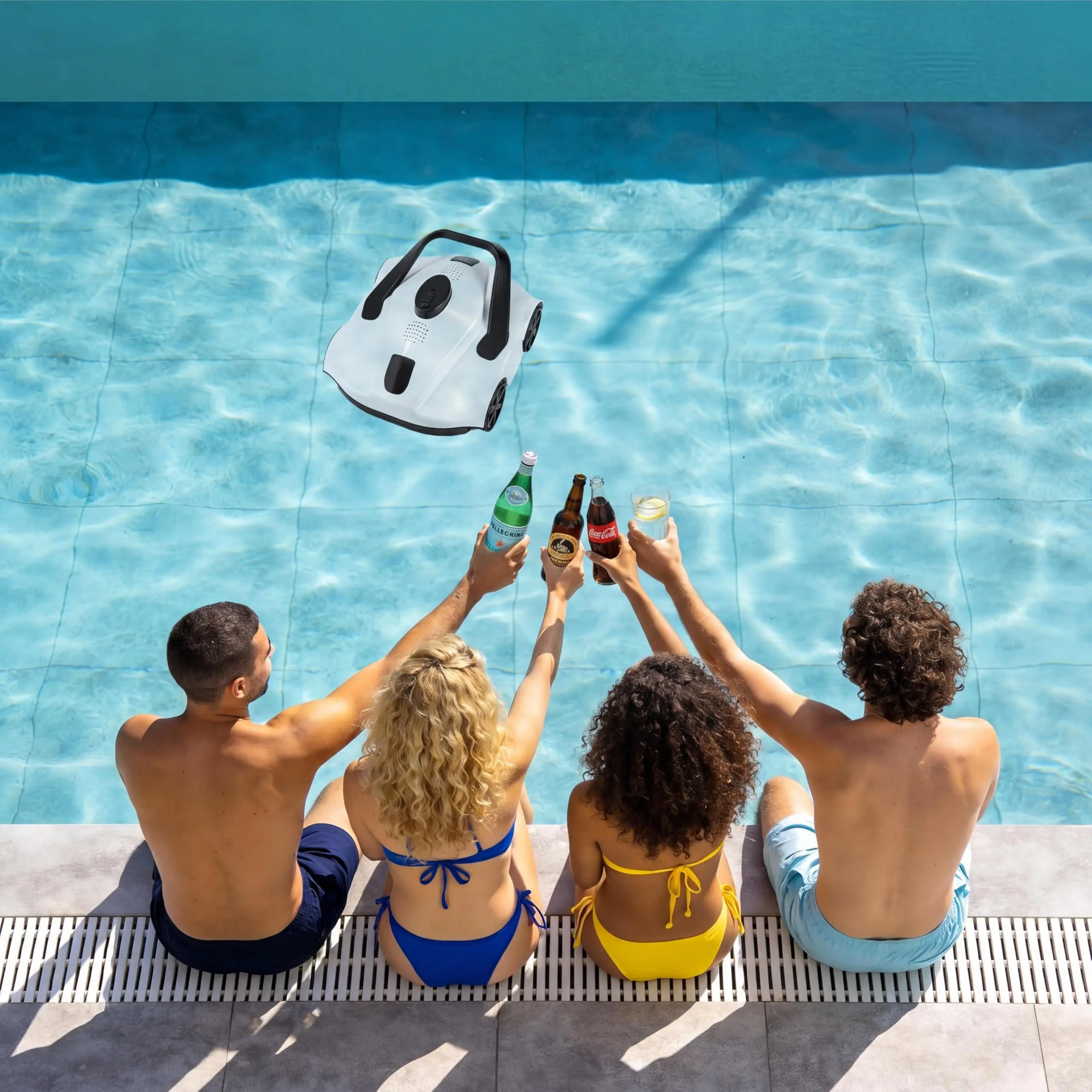 Garvee Robotic Pool Cleaners Cordless Robotic Pool Cleaner for Above Ground Pools - 130 Min Runtime, Self-Charging, Cleans Up to 860 Sq Ft, Lightweight & Portable Design