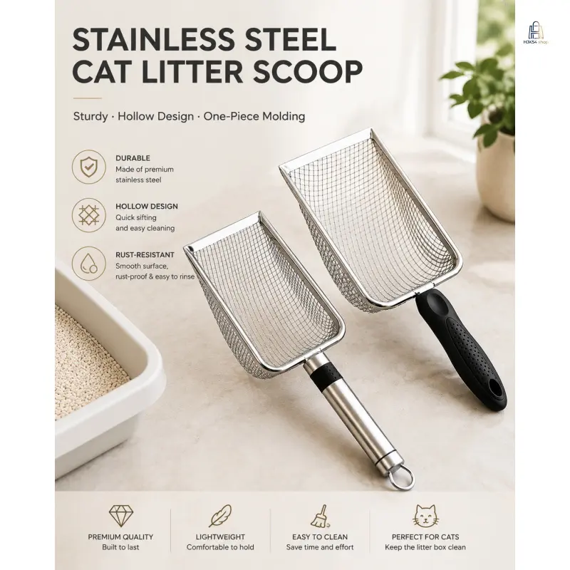 Stainless Steel Cat Litter Scoop Fine Small Hole Mesh Sifting Shovel, Rust-Proof Multi-Use Pet Screen Scoop for Bentonite Mineral Litter, Durable Waste Separate Tool for Cat & Quail Litter Box Daily Cleaning