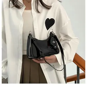 1Pc 2026 Y2K Clear PVC Jelly Shoulder Bag, Stadium Approved Transparent Underarm Handbag, Waterproof Casual Purse for Concert Festival Beach Daily Use