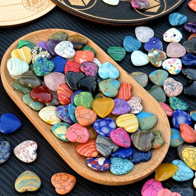 Random Color Heart Shaped Stone, 10/20pcs Natural Polished Tumbled Stones, DIY Jewelry Gift, Decorative, Suitable for Seasonal Decoration, Handcrafted, Feather-free