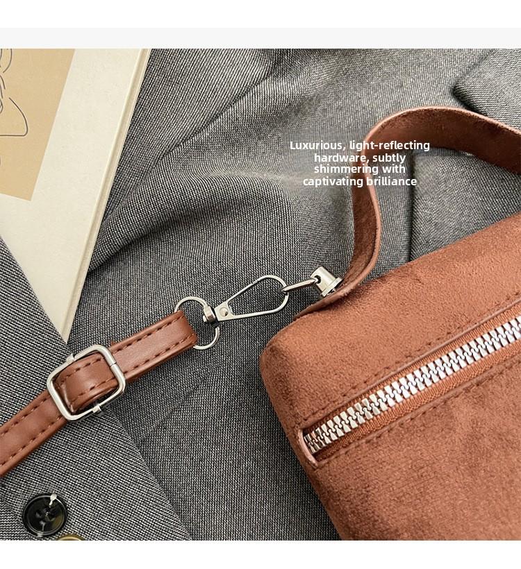 Luxury Suede Versatile Shoulder Bag  Purse Fall Winter Retro Matte Crossbody Handle Bag for Women Texture Simple Satchels Bag
