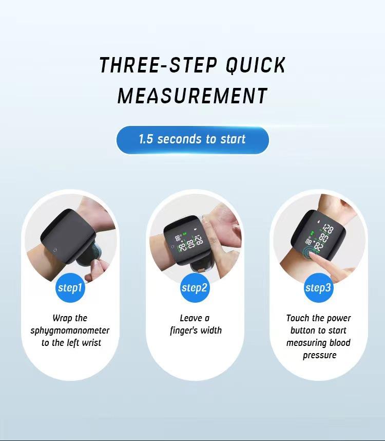 High-brightness touch screen LED rechargeable blood pressure monitor, home blood pressure monitor, wristband blood pressure monitor, digital blood pressure device, heart rate and pulse measuring instrument