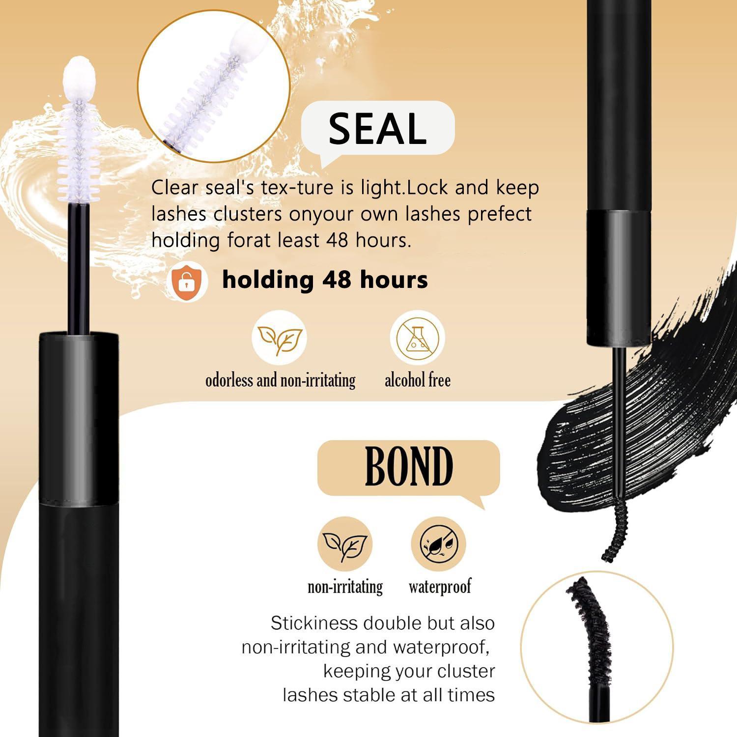 100D Lash Clusters Kit Natural Individual Lashes Wispy Eyelash Extensions 8-16mm DIY Lash Extension Kit Lash Bond and Seal Waterproof, Lash Applicator, Thick False Eyelashes Kit