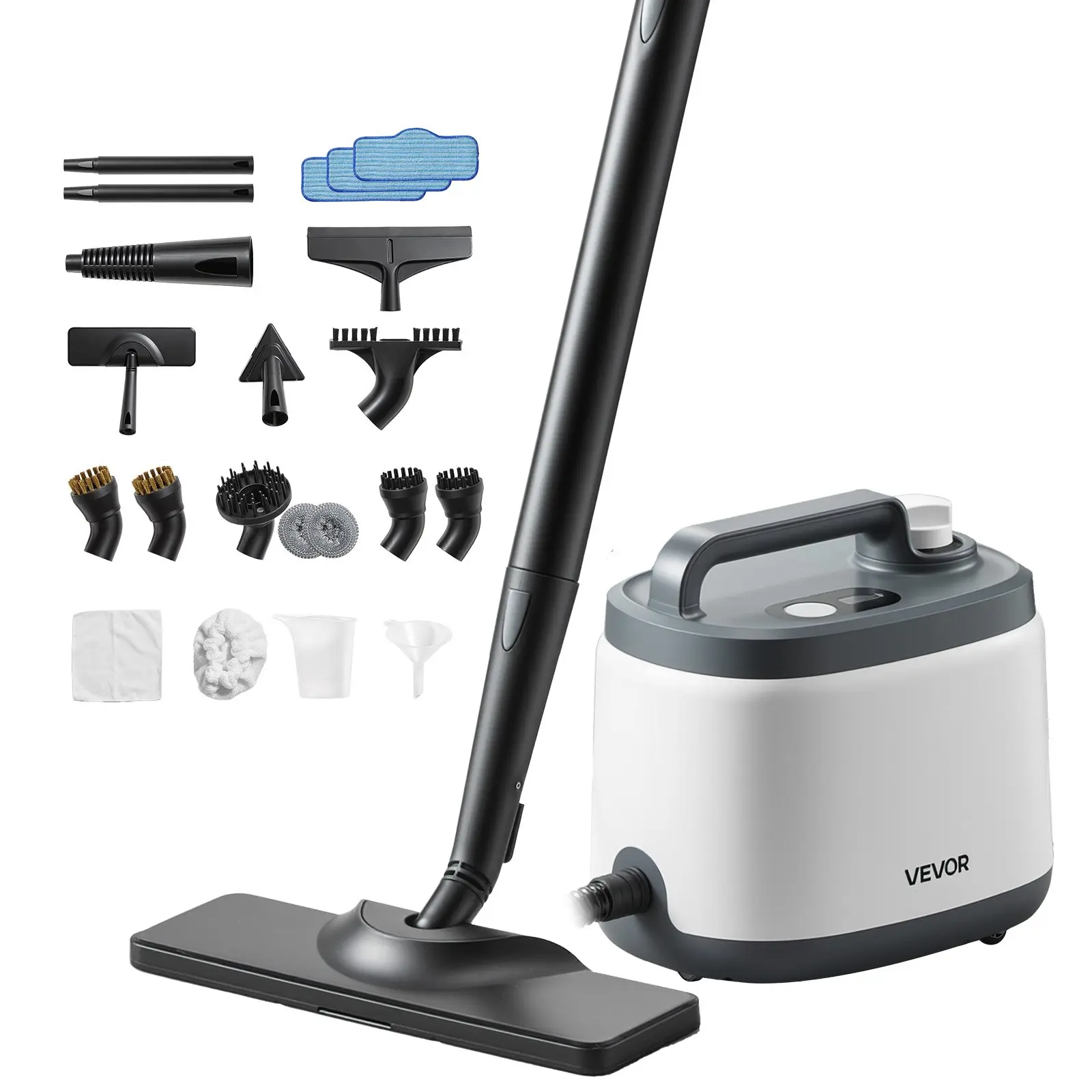 VEVOR Steam Cleaner, 51 oz Tank, Steamer for Cleaning with 19 Accessories, Extended Power Cord and Hose, Portable Handle, Fast Heating, Powerful Canister Steam Cleaner for Home, Car Detailing, Floors