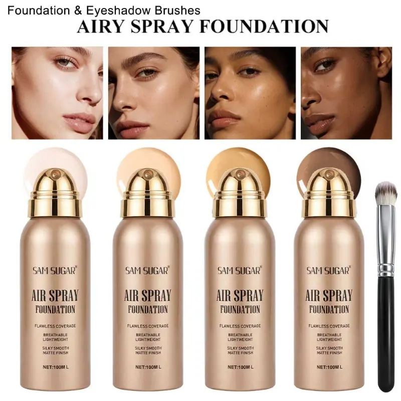 Matte Finish Spray Foundation, Powder-Free Fine Texture, Lightweight Even Coverage, Non-Caking Long Lasting Matte Makeup, Create Natural Nude Look for All Occasions, Balm Foundation