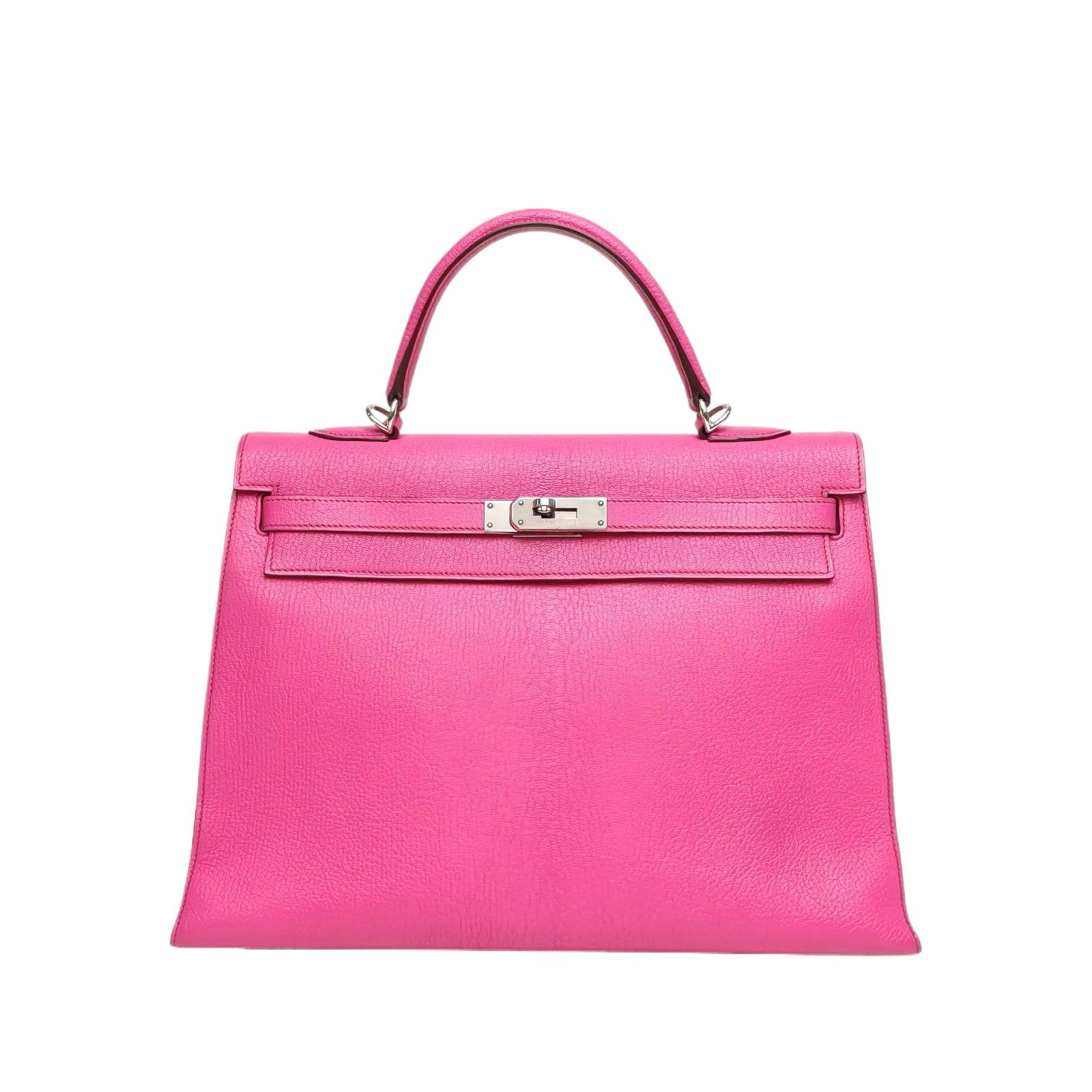 Pre-owned HERMÈS Kelly 35 5J Peach color Chevre goat leather frame I