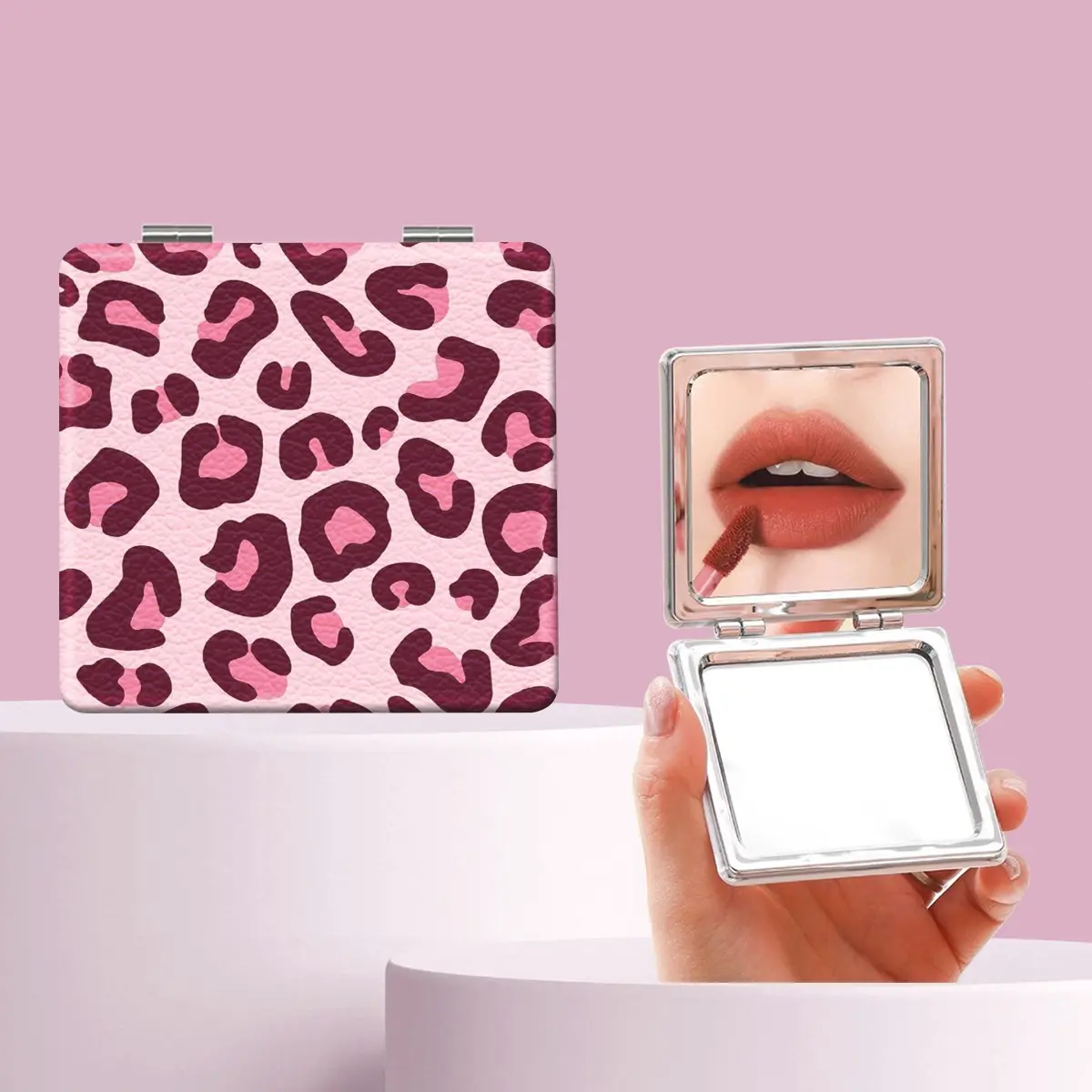 Millennial Y2K Leopard Print Makeup Mirror, Foldable Mini Handheld Mirror, Portable Mirror, Perfect Gift for Sisters, Friends, Girls, Weddings, Holidays