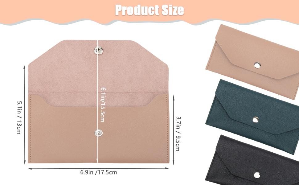 PU Leather Cash Envelope Bag - 3 Reusable Budget Envelopes for Spring Festival, Wedding, Birthday, Graduation & Holidays (Black, Pink, Dark Blue)