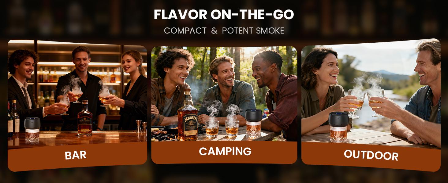 Electric Whiskey Smoker Kit: Rechargeable Cocktail Smoker for Old Fashioned & Bourbon Drinks with Built-in Lighter, No Butane Needed, 6 Wood Chips, Christmas Whiskey Gift for Men, Dad, Husband