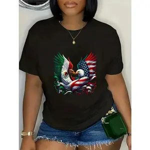 180g Cotton Unisex America Mexico Flag Vintage Mexican Roots American T-Shirt Vintage Graphic Casual Men's Women's Tee