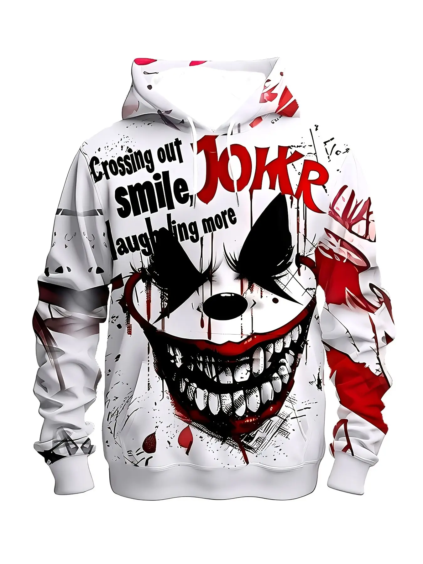 Joker Pattern Hoodie Sweatshirt, Unisex Casual Hip Hop Jacket, Fall Winter Leisure Top, Printed Long Sleeve Pullover, Fit