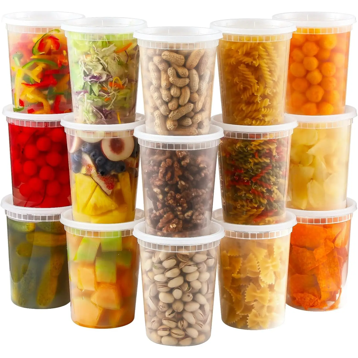 SURUIHK 20 Sets 32oz Plastic Airtight Deli Containers With Lids, Freezer/Dishwasher/Microwave Safe, Disposable Takeout Meal Prep Storage Containers (Home & Festive Party Supplies)