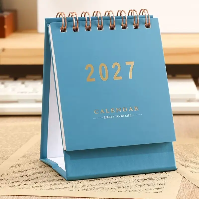 2027 Desktop Calendar, Monthly Mini Desk Calendar, Standing 2027 Desk Calendar, 250 Gsm Thick Paper, Ideal for Home Office