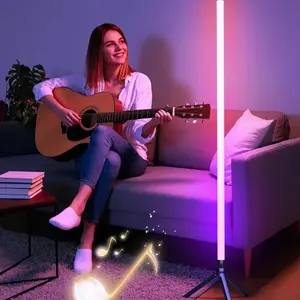47in LED RGB Floor Lamp Bar, Sound Pickup Ambient Light, Adjustable RGB Lighting, Led Mood Lighting, Corner Wall Light for Bedroom, E-Sports Room Live Atmosphere Lamp, Decorative Ambiance Lighting, Interior Led Lights