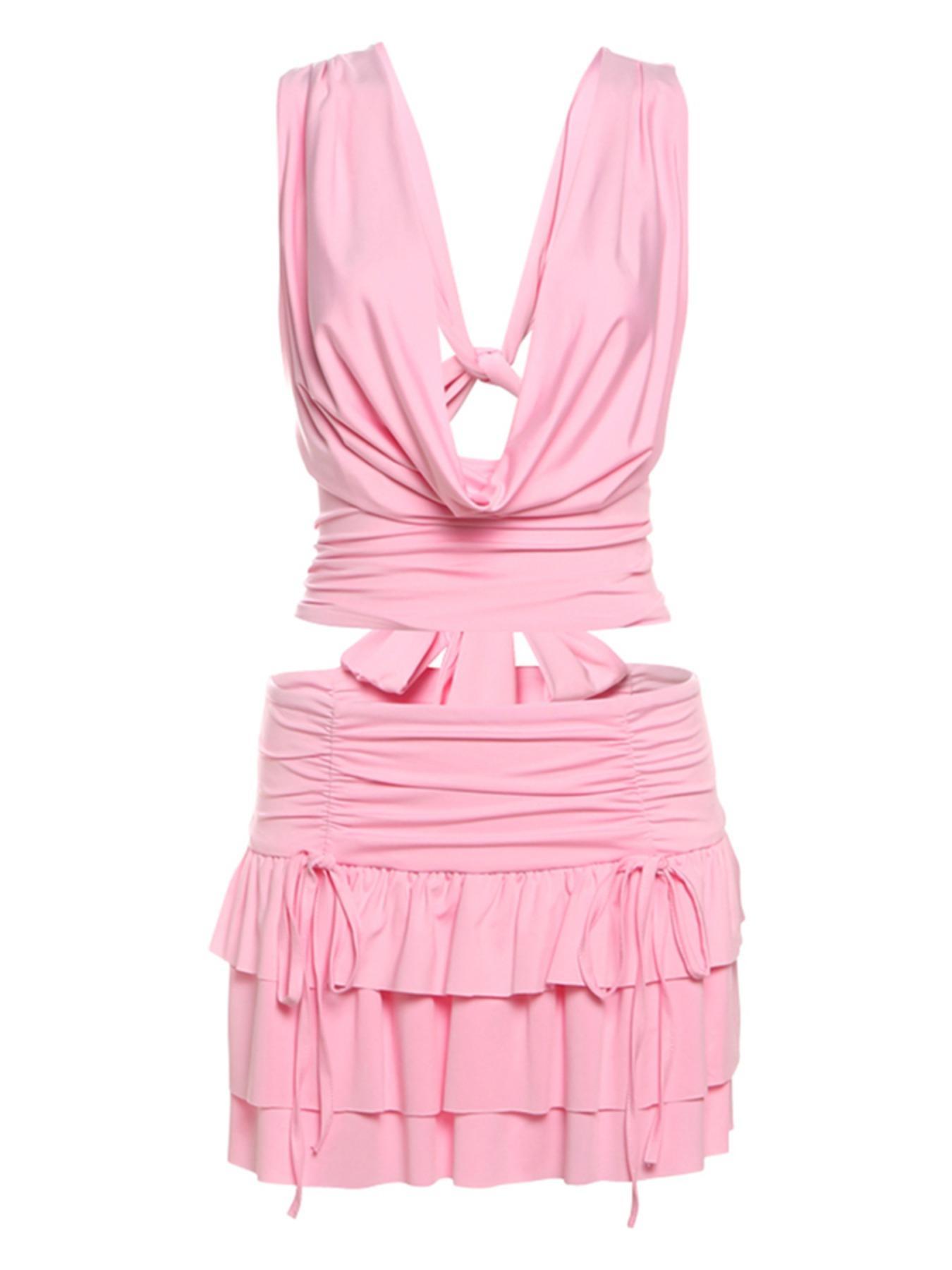 Women's Solid Color Tank Top & Ruffle Trim Skirt Two-piece Set, Sexy Minimalist Fashion Casual Two Piece Set for Party Club Dating Wear, Women Clothes for Summer, Womenswear