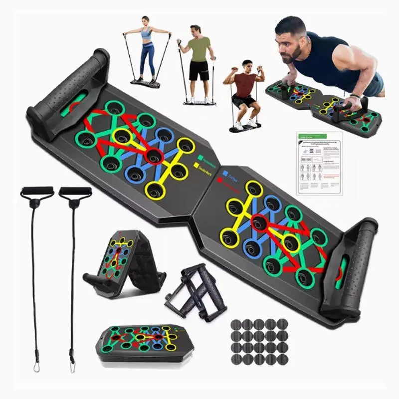 Multifunctional Push Up Board - Non-Slip Base Strength Training Equipment for Upper Body, Core, Abs, Home Workouts with Resistance Bands