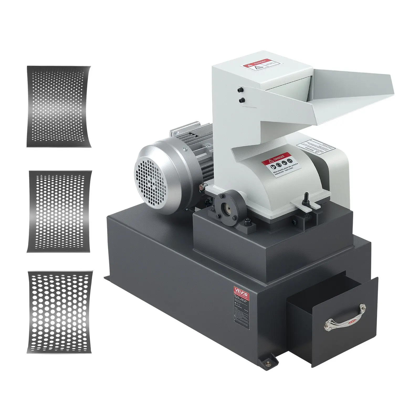 VEVOR 220V Plug Electric Stone Hammer Crusher, 3KW Pulverizing Machine with 400 to 600 kg/h Capacity, Sieve Screens (0.12/0.24/0.4 in) for Glass Coal Milling Grinding, Crushing