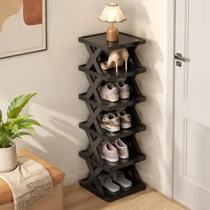 Space Planning Home Decor, Adjustable Six-Nine Layer Storage Shoe Rack, Durable Plastic Closed Shelf, Corner Placement, Indoor Closet Organization