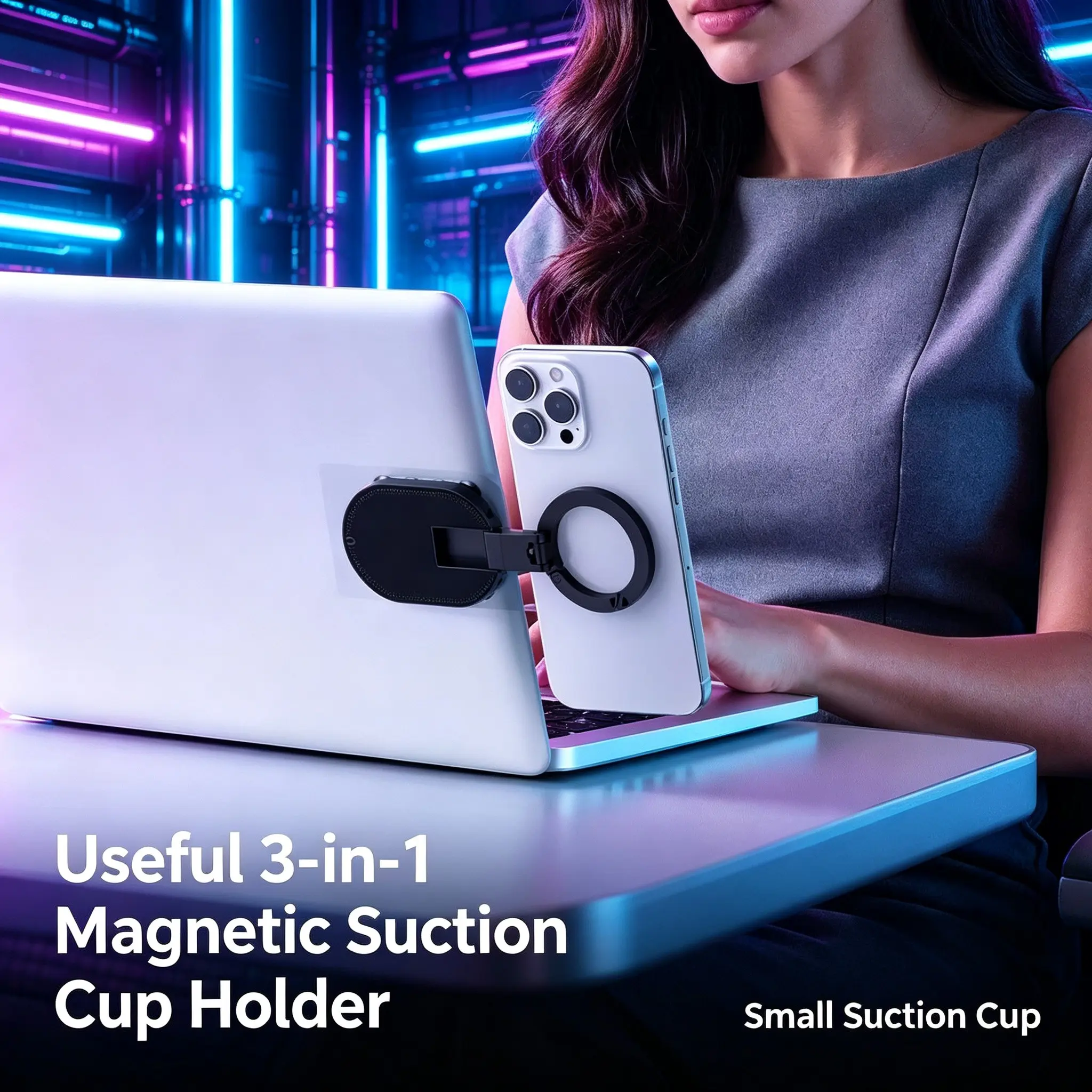Dual Locking Nano Strong Suction Magsafe Magnetic Universal Foldable Stand, 360° Rotation, Multi-Scene Use, Shockproof, No Damage