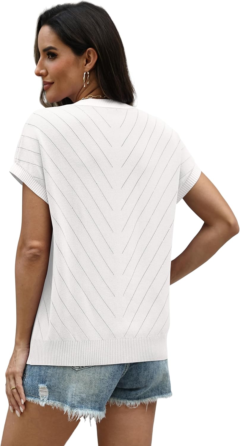 Short Sleeve Sweater for Women Summer Tops 2026 Business Casual Outfits Spring Clothes Dressy Casual