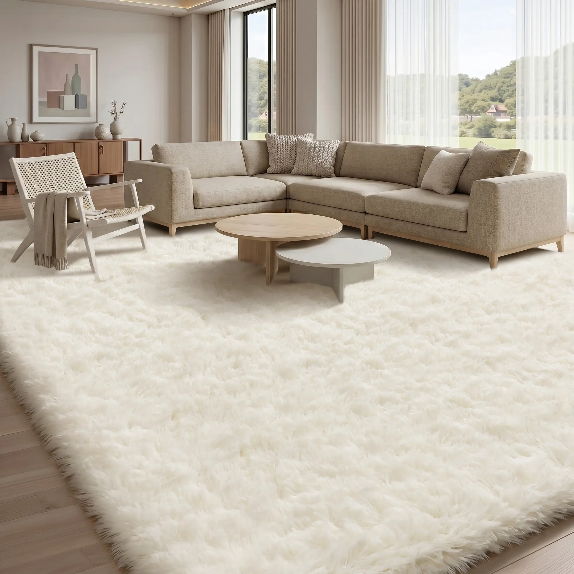 FAMVAL Soft Plush Shag Area Rug, Non-Slip Fluffy Carpet for Bedroom, Living Room and Nursery