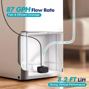 Automatic Small Sump Pump with Level Sensor, Ideal for Dehumidifier and HVAC Drain Pan, 100–240V, 8.2FT Lift & 87 GPH, Submersible Mini Condensate Pump, Hydroponic Drainage, Quiet Compact Design