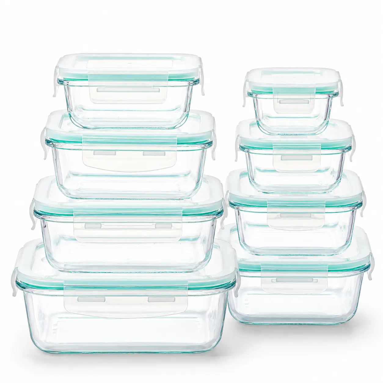 8-Pack Glass Food Storage Containers with Airtight Lids, Leakproof Meal Prep Containers for Lunch, Microwave, Oven, Freezer and Dishwasher