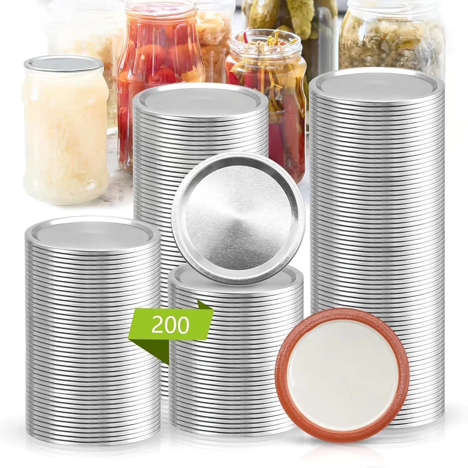 200Pcs 70MM Regular Mouth Mason Jar Canning Lids | BPA-Free, Airtight Leak-Proof, Split-Type Metal Lid, Pressure Canning, Water Bath Canning Safe