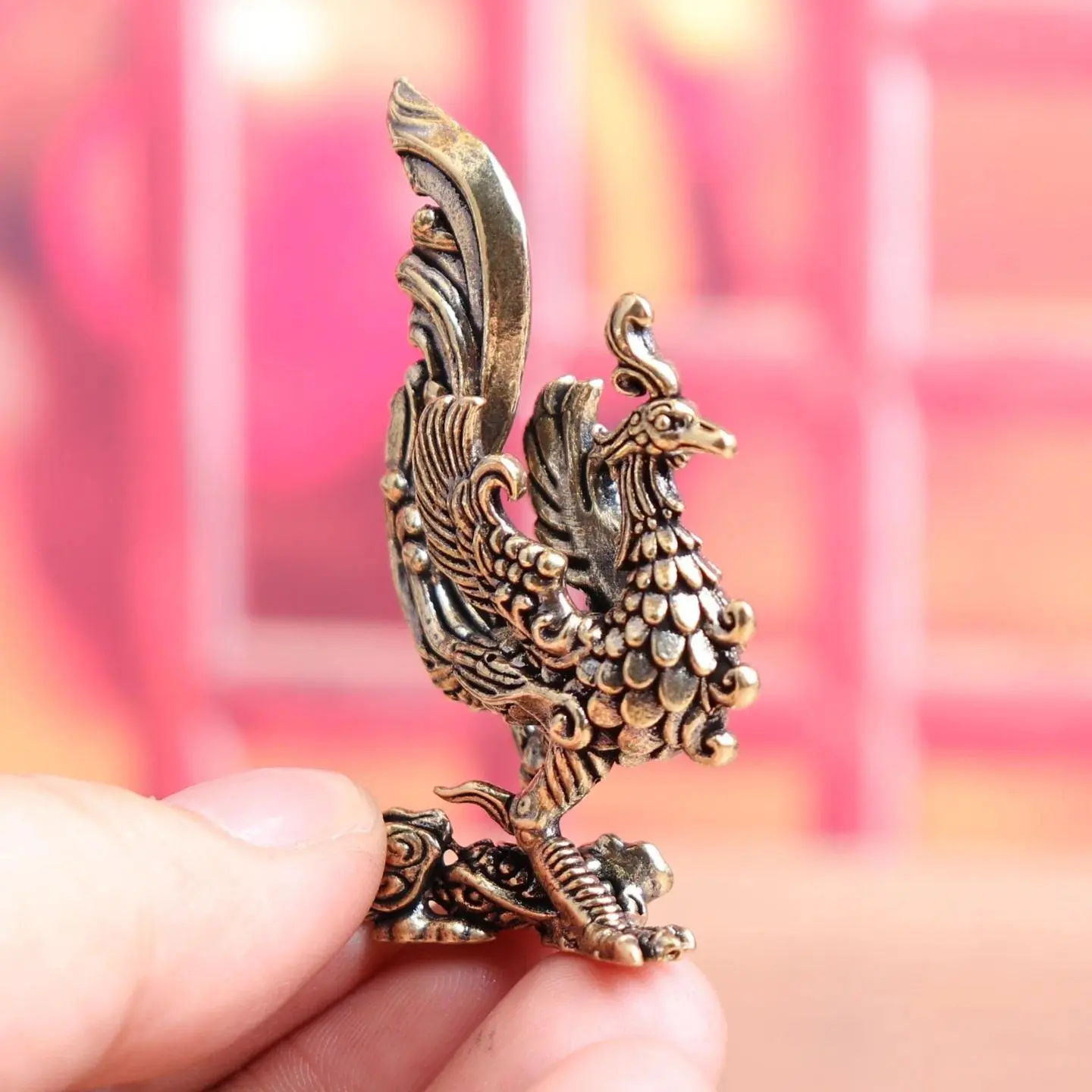 Phoenix Figure Home Decor Spreading Its Wings, Phoenix Decorating Desktop Tea Pet Crafts, Copper Ornaments