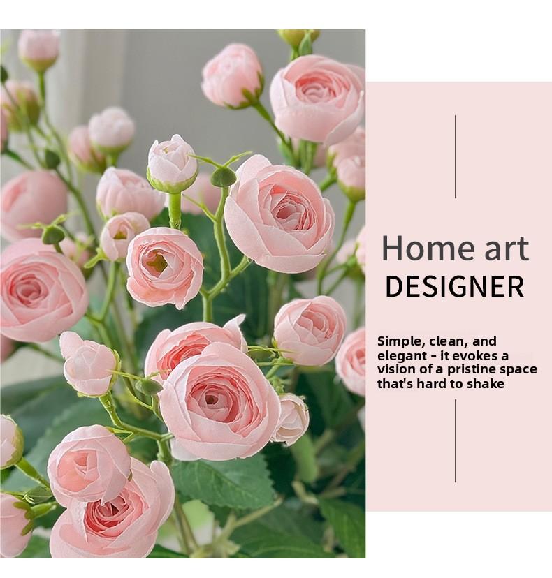 12 Small Camellia Buds Artificial Flowers Handheld Bouquet Fake Flowers Home Living Room Decoration Hotel Display Shooting Props