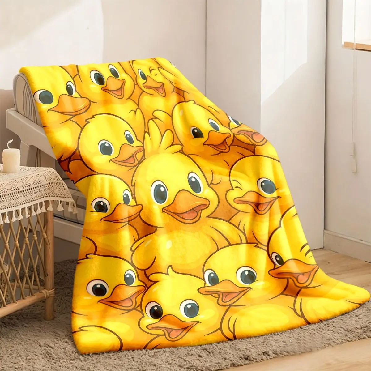 2026 New Releases: One Cozy Flannel Throw Blanket Featuring a Cute Yellow Duck Design – Soft, Warm, And Ideal for Use on a Sofa, Bed, Or As a Gift for Loved Ones (Single-sided print)
