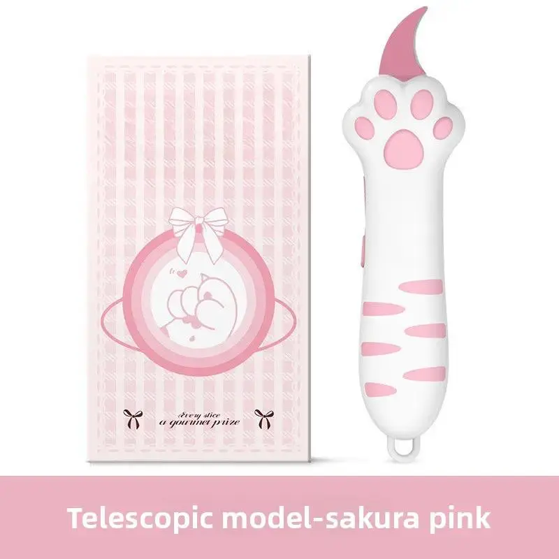Cute Cat Paw Plastic Utility Knife with Retractable Blade, a Mini Portable Cutter for Package Cutting, Craft Users, and Outdoor Users, Craft Cutting Tool, Plastic Body