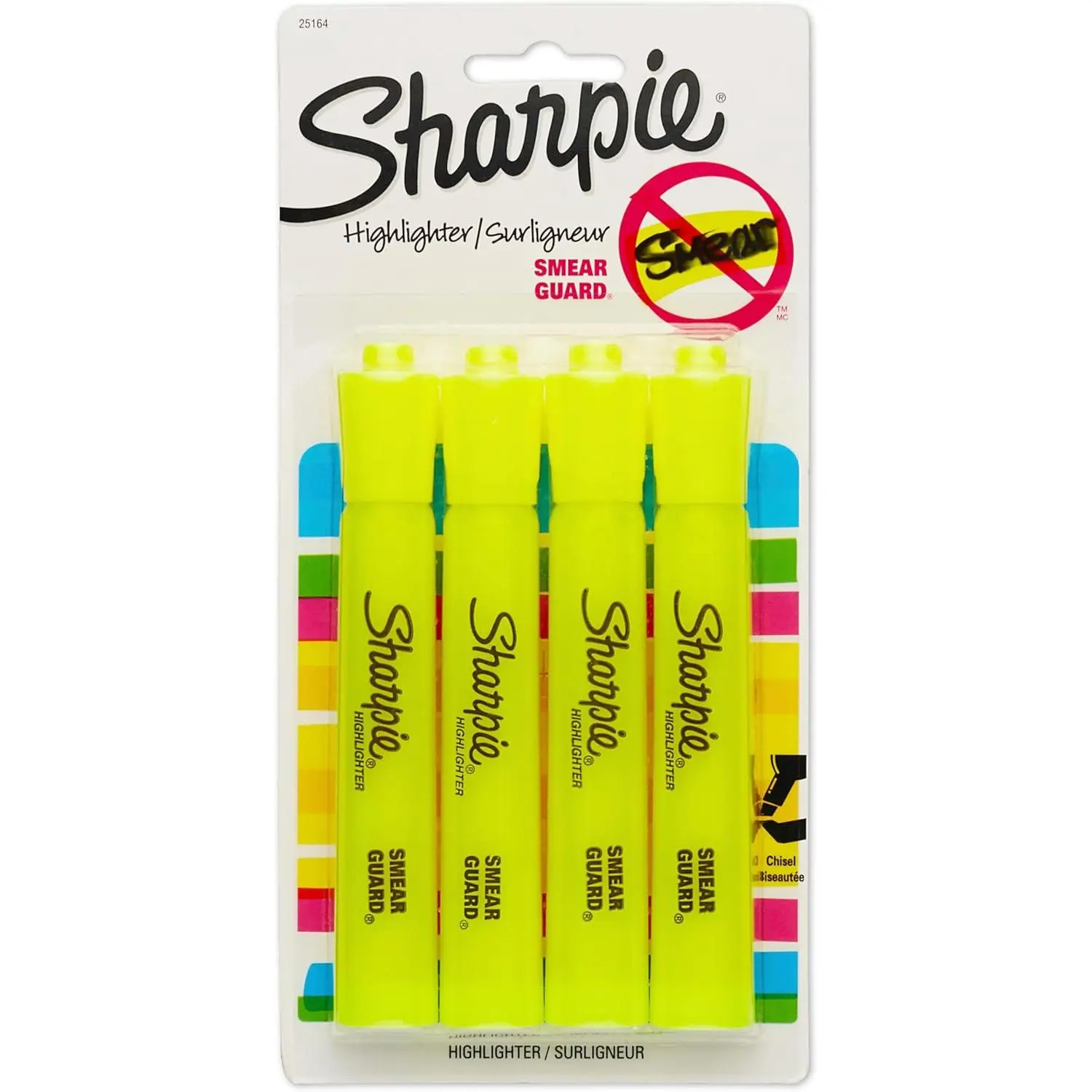 Sharpie Tank Style Highlighters, Fluorescent Yellow, Chisel Tip, 4 Count